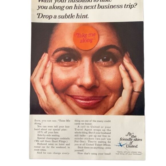 Vintage 1968 United Airlines Drop a Subtle Hint Ad Advertisement - Picture 4 of 4